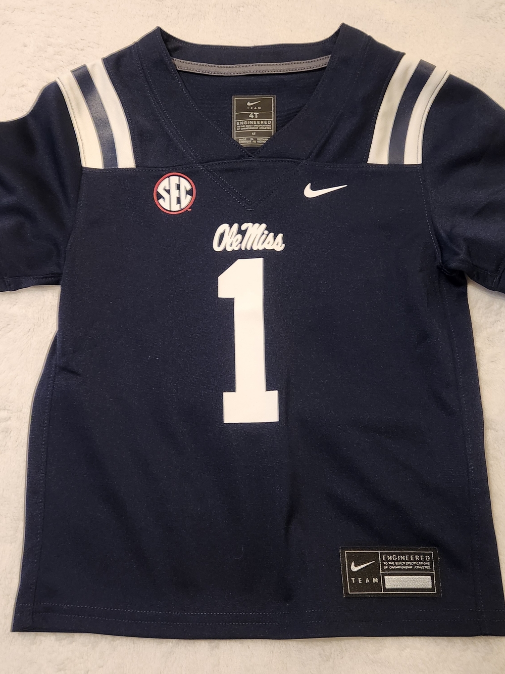Nike Kids Ole Miss Rebels Navy #1 Football Jersey Size 4T